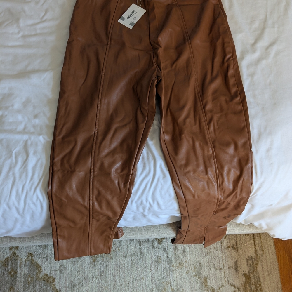Brown Faux Leather Pants
